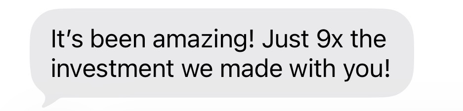 Client message about passing one million pounds